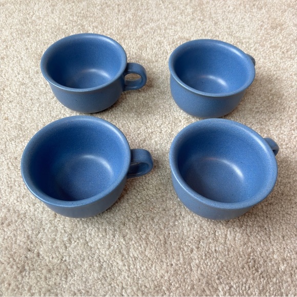 Dansk Vintage Mesa Sky Blue Set of 4 Small Ceramic Coffee or Tea Mugs KW Japan - Picture 3 of 11